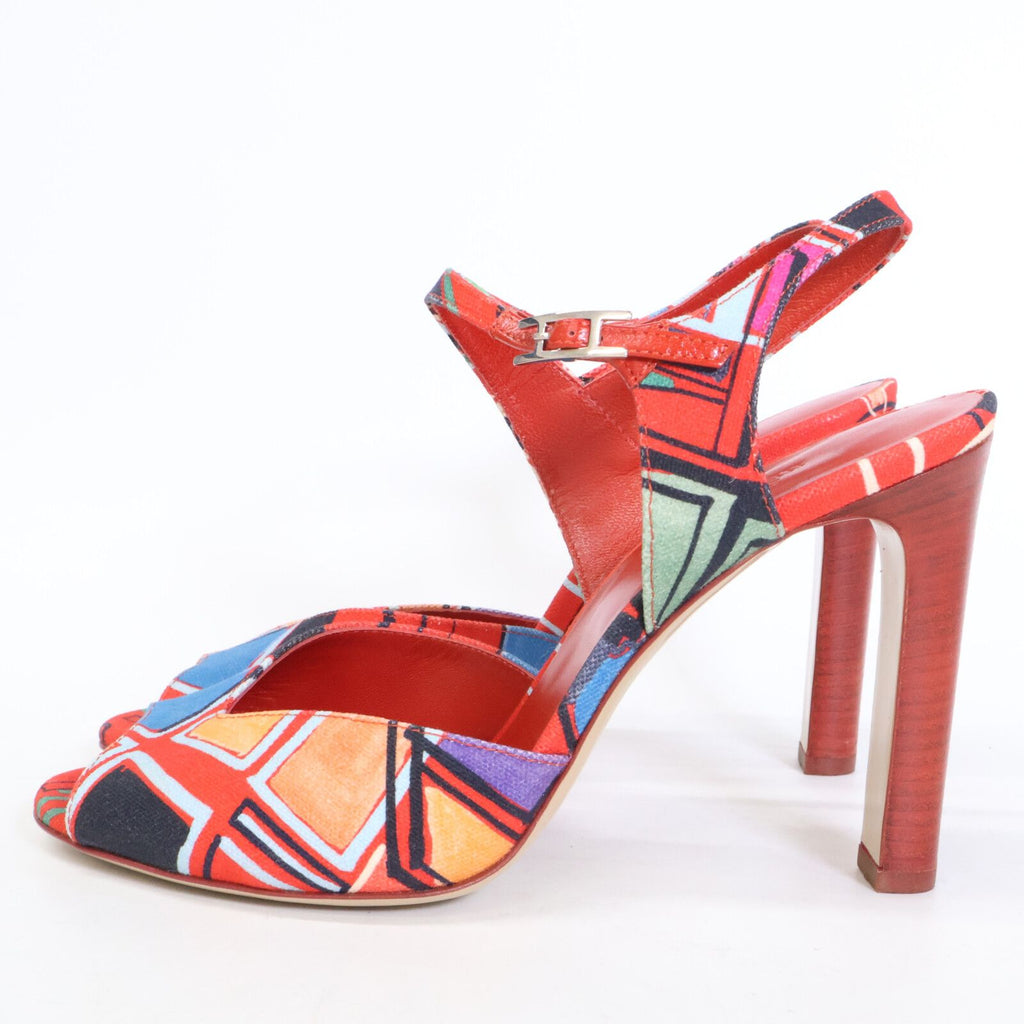 Hermes Allover Canvas Ankle Strap Sandals — view 2