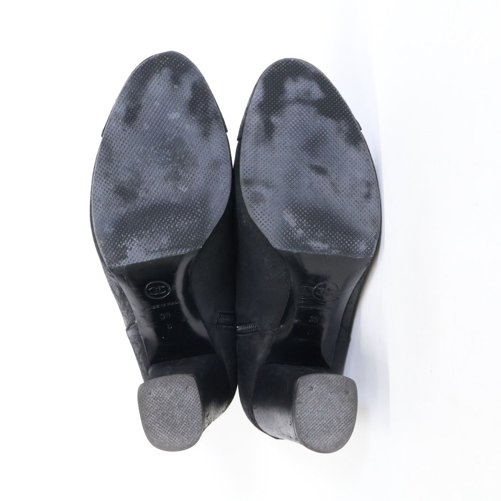 Chanel CC Logo Belt Side Zip Short Boots — view 6