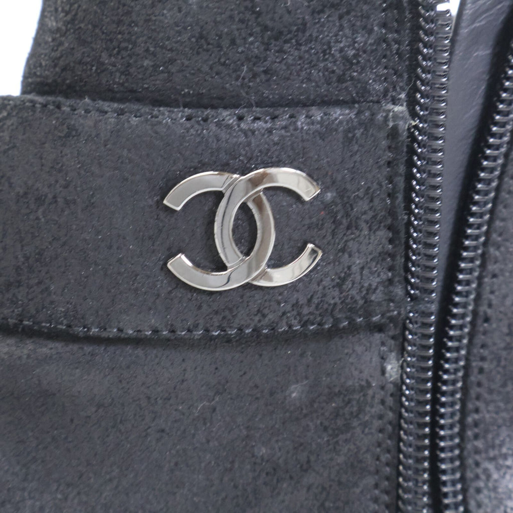Chanel CC Logo Belt Side Zip Short Boots — view 8