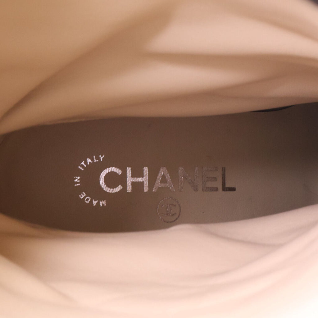 Chanel Gabriel CC Logo Embroidery Suede Satin Pointed Toe Boots 40 1 2C — view 7