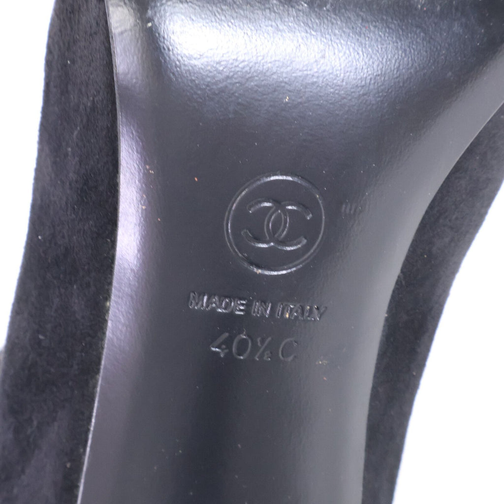 Chanel Gabriel CC Logo Embroidery Suede Satin Pointed Toe Boots 40 1 2C — view 9