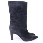 Chanel Gabriel CC Logo Embroidery Suede Satin Pointed Toe Boots 40 1 2C — view 4