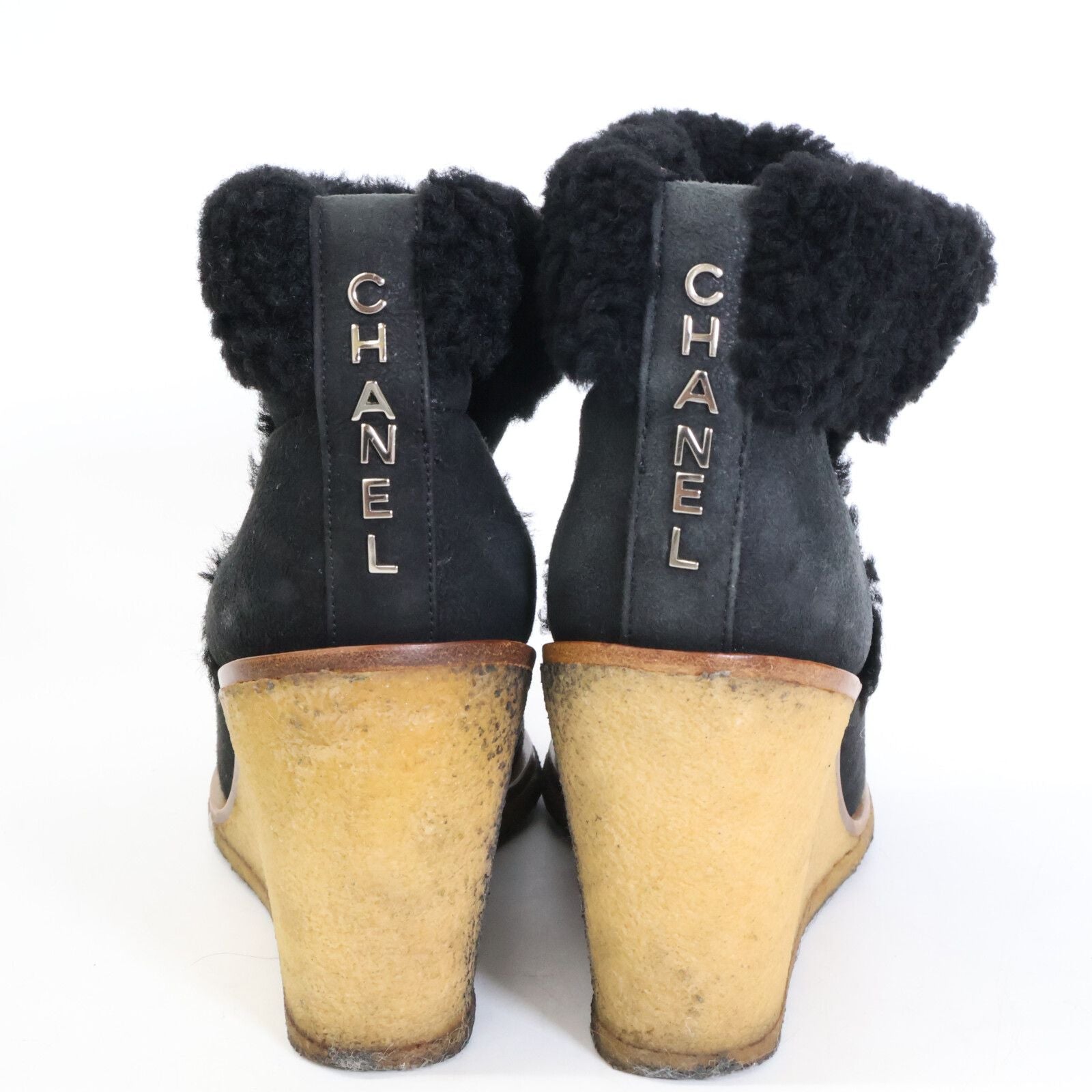 Chanel Shearling Fleece Wedge Sole Short Boots No Indicated — view 3