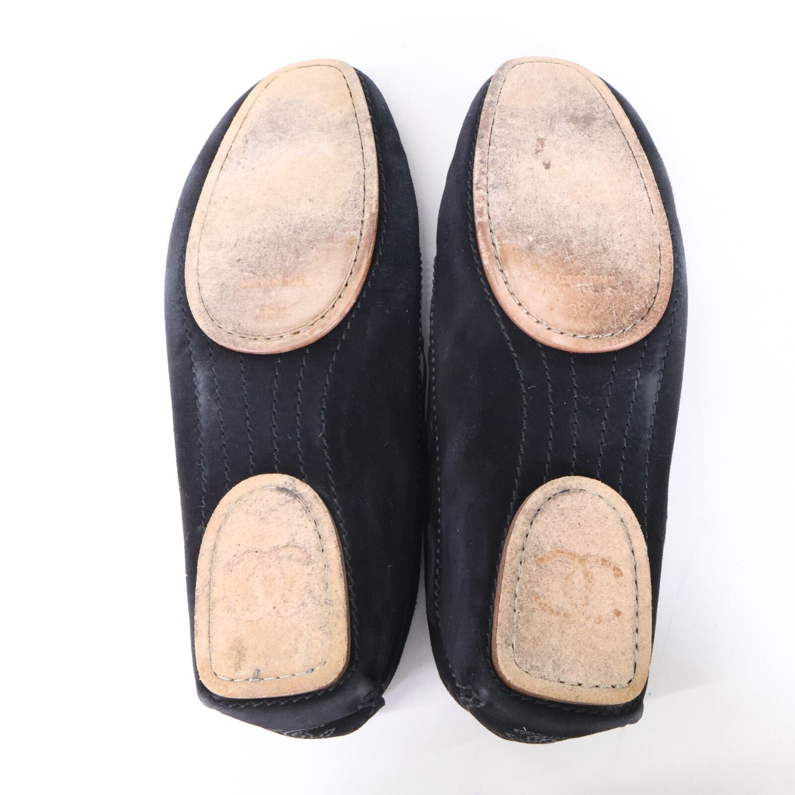 Chanel CC Logo Stitch Ribbon Suede Deck Shoes — view 6