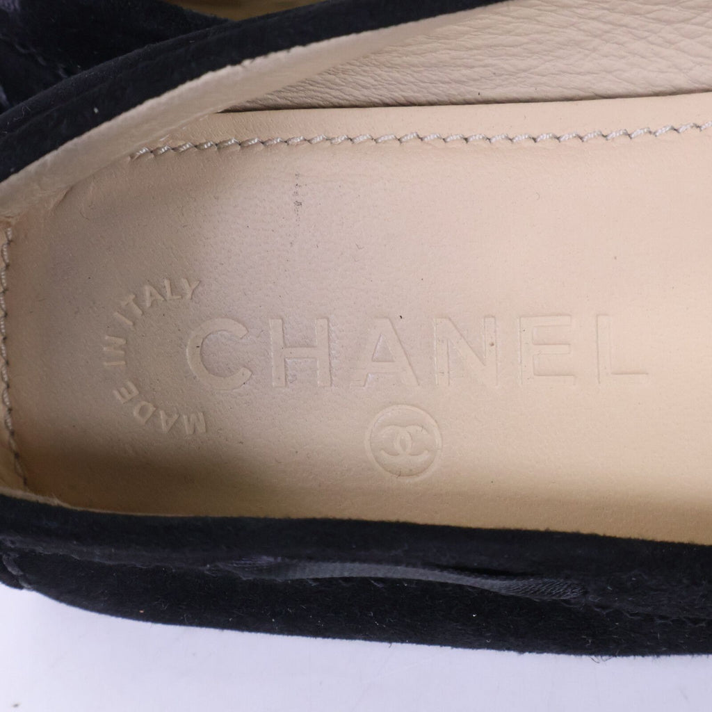 Chanel CC Logo Stitch Ribbon Suede Deck Shoes — view 7