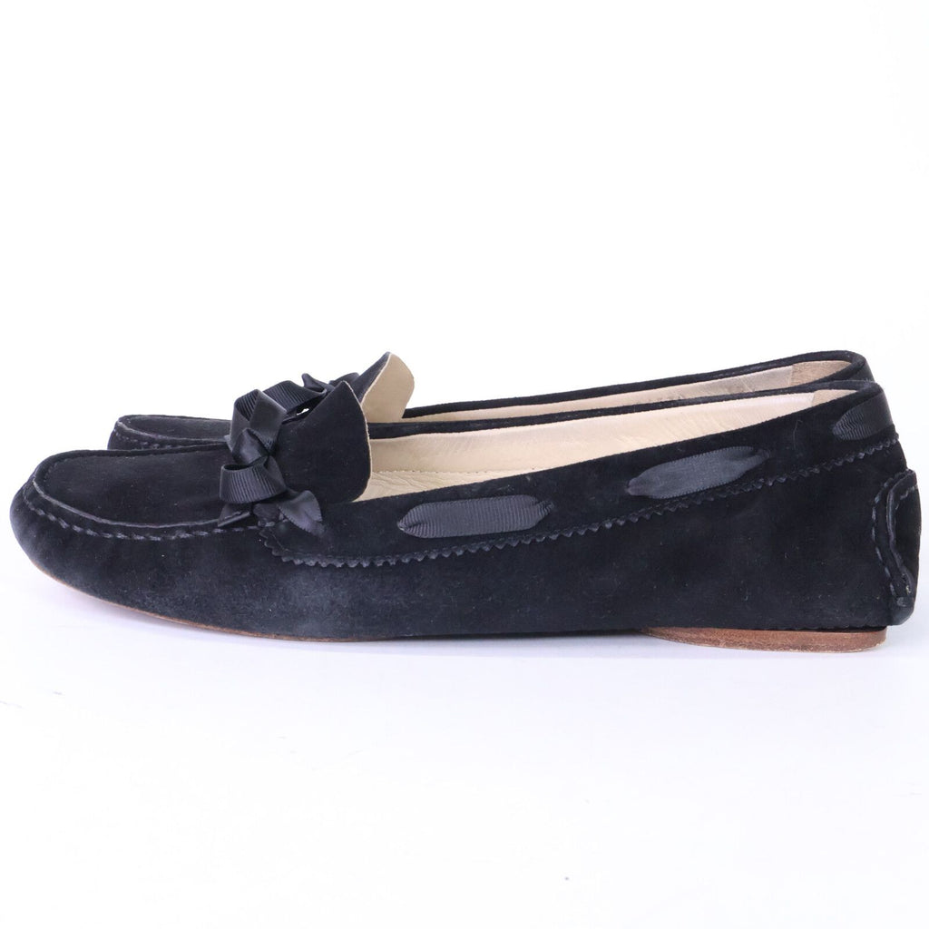 Chanel CC Logo Stitch Ribbon Suede Deck Shoes — view 2