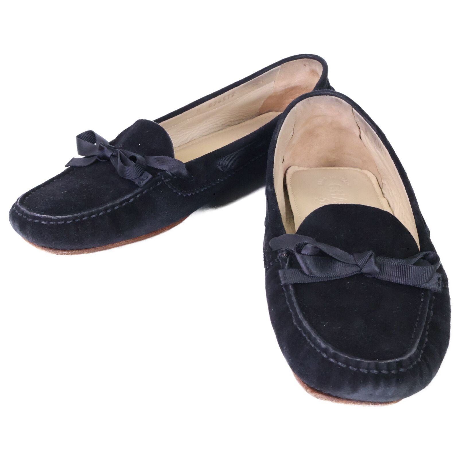 Chanel CC Logo Stitch Ribbon Suede Deck Shoes