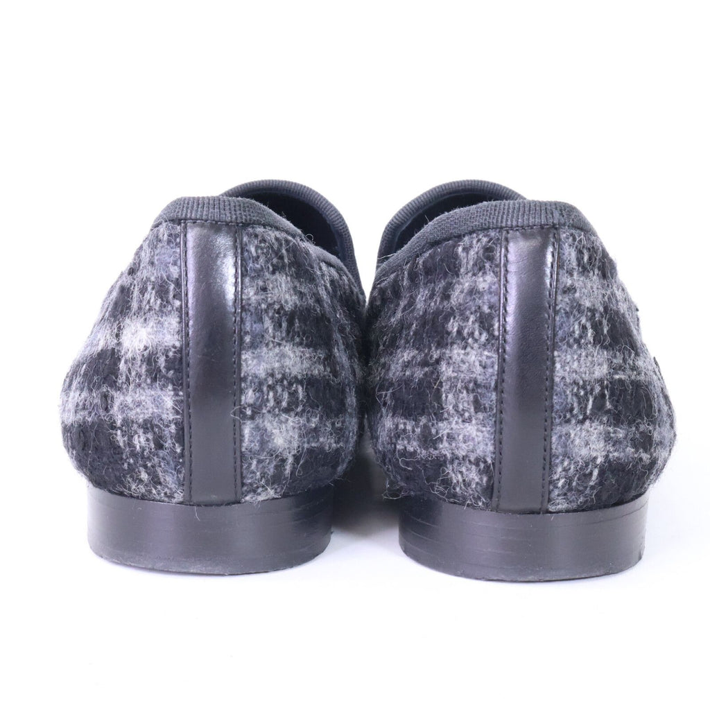 Chanel CC Logo Stitch Plaid Tweed Opera Shoes — view 3