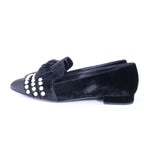 Chanel CC Logo Imitation Pearl Ribbon Velvet Opera Shoes 39 1 2C — view 2