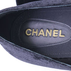 Chanel CC Logo Imitation Pearl Ribbon Velvet Opera Shoes 39 1 2C — view 7