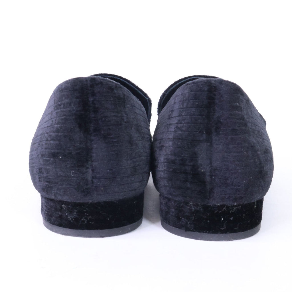 Chanel CC Logo Imitation Pearl Ribbon Velvet Opera Shoes 39 1 2C — view 3