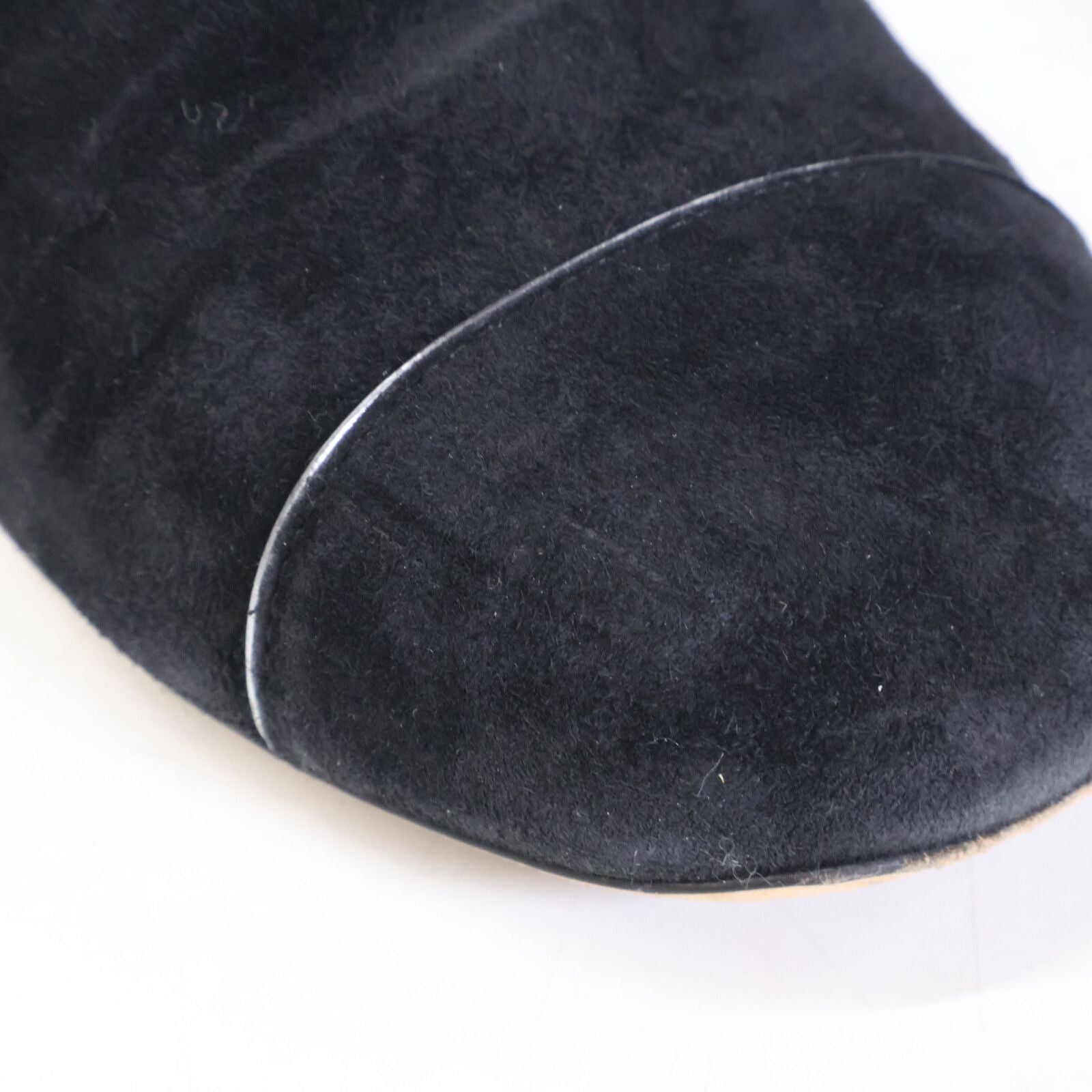 Chanel CC Logo Suede Side Zip Short Boots — view 9