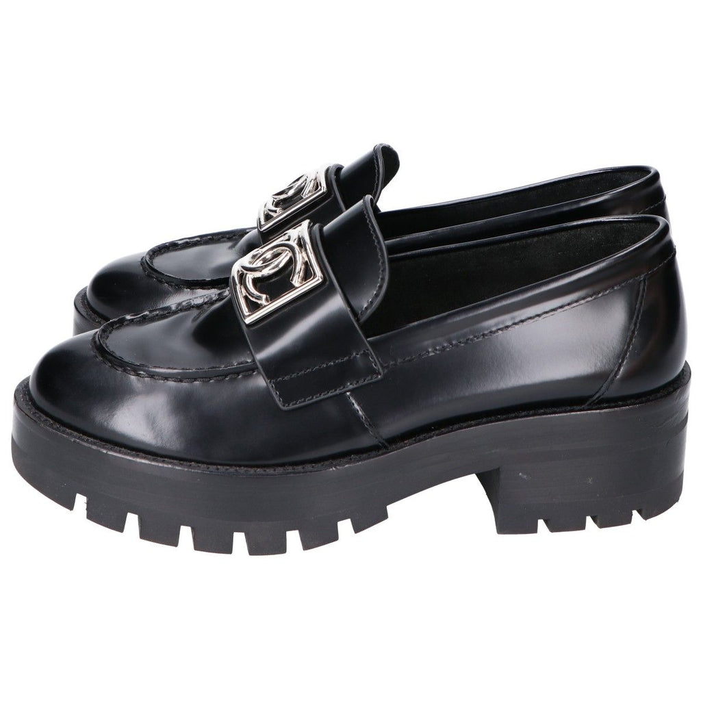 Chanel D CC Logo Plate Leather Thick Sole Loafers 36c — view 2