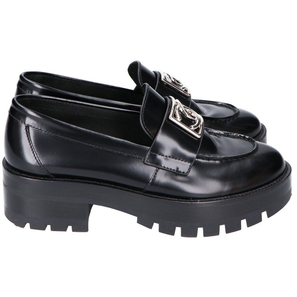 Chanel D CC Logo Plate Leather Thick Sole Loafers 36c — view 4