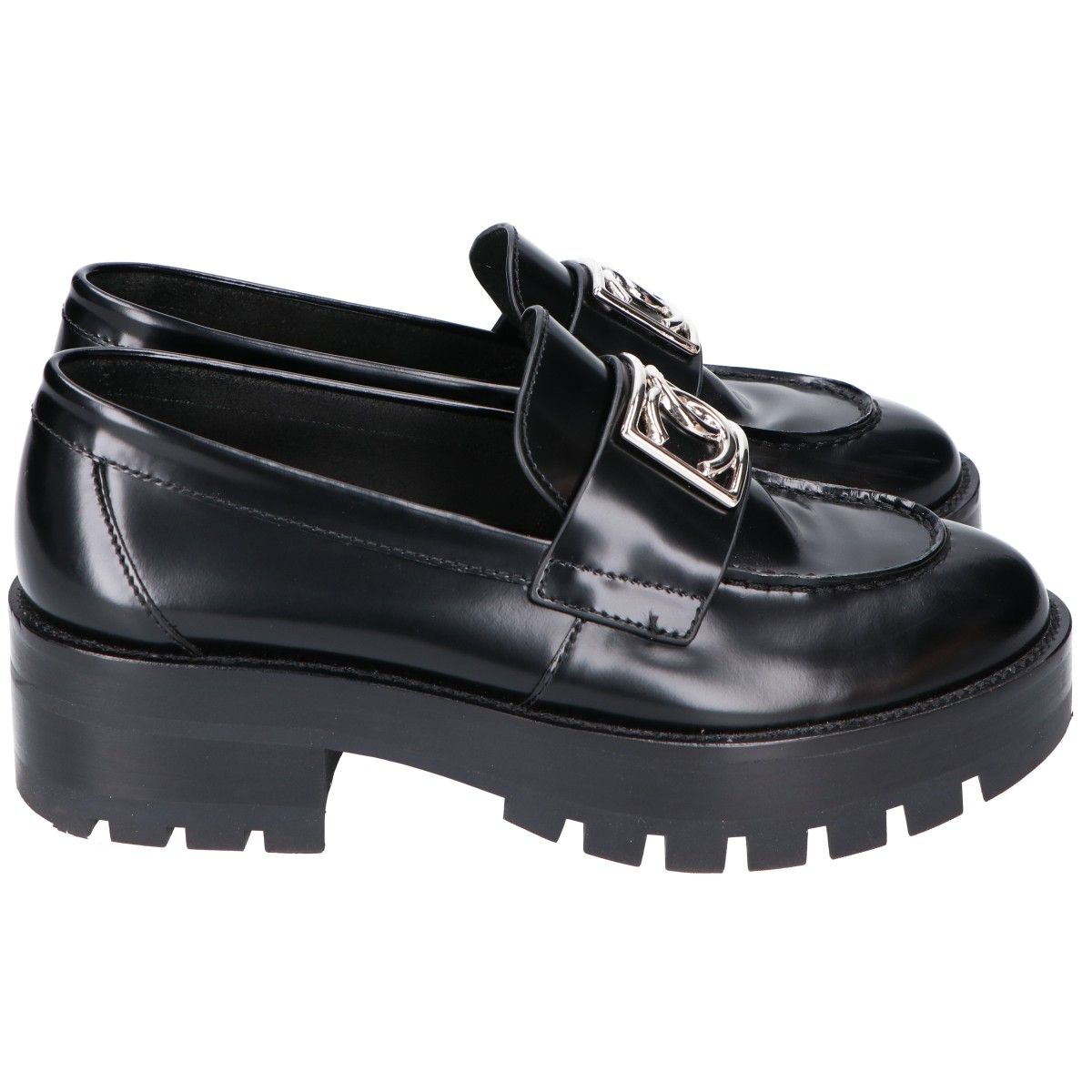 Chanel D CC Logo Plate Leather Thick Sole Loafers 36c — view 4