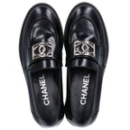 Chanel D CC Logo Plate Leather Thick Sole Loafers 36c — view 5