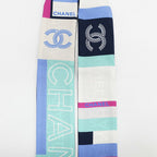 Chanel Ten Headband Ribbon Scarf Silk Multicolor CC Logo — view 4