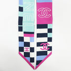 Chanel Ten Headband Ribbon Scarf Silk Multicolor CC Logo — view 3