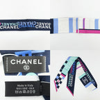 Chanel Ten Headband Ribbon Scarf Silk Multicolor CC Logo — view 7