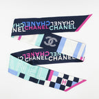 Chanel Ten Headband Ribbon Scarf Silk Multicolor CC Logo — view 9
