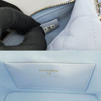Chanel Classic Chain Clutch Light Blue Caviar Leather — view 7