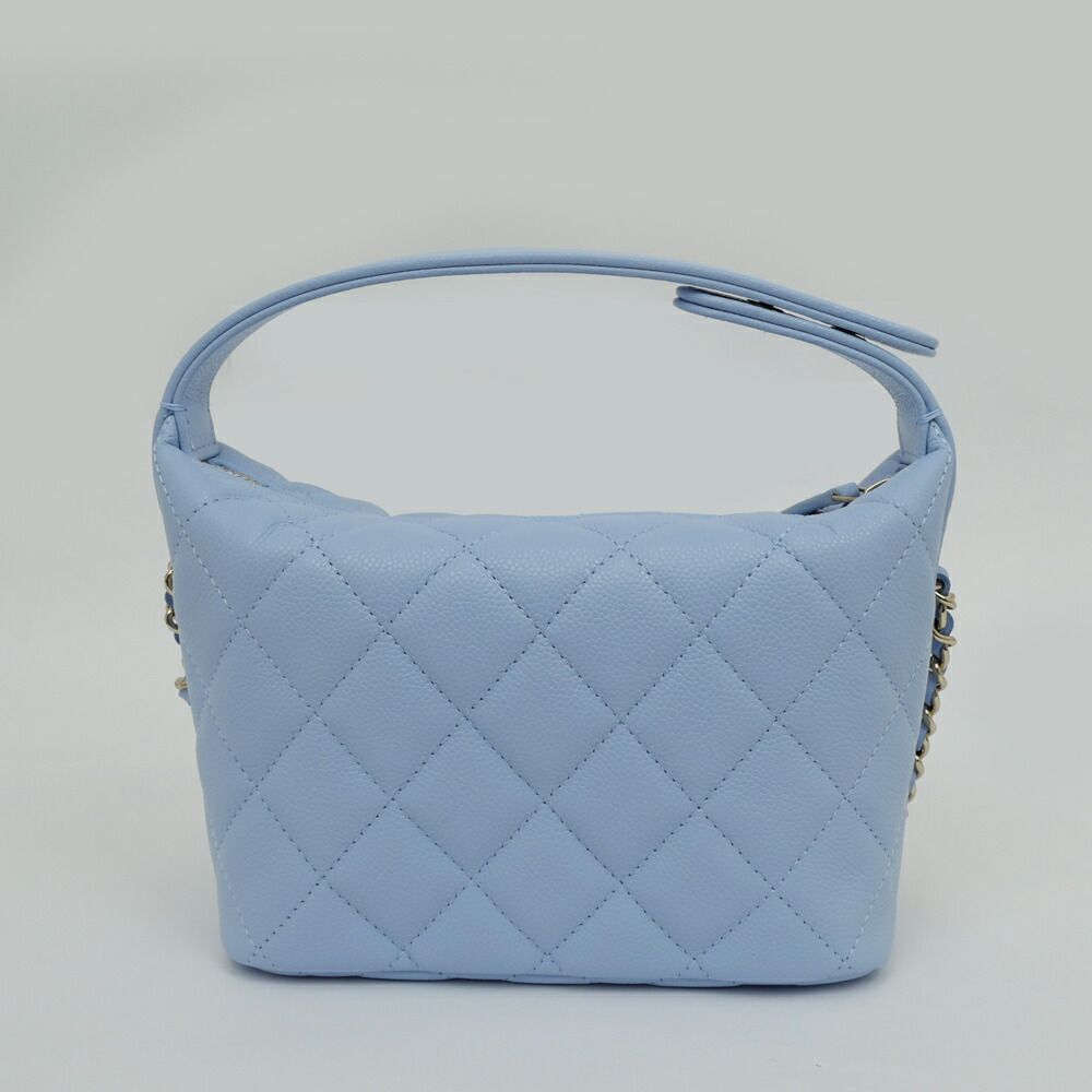 Chanel Classic Chain Clutch Light Blue Caviar Leather — view 8