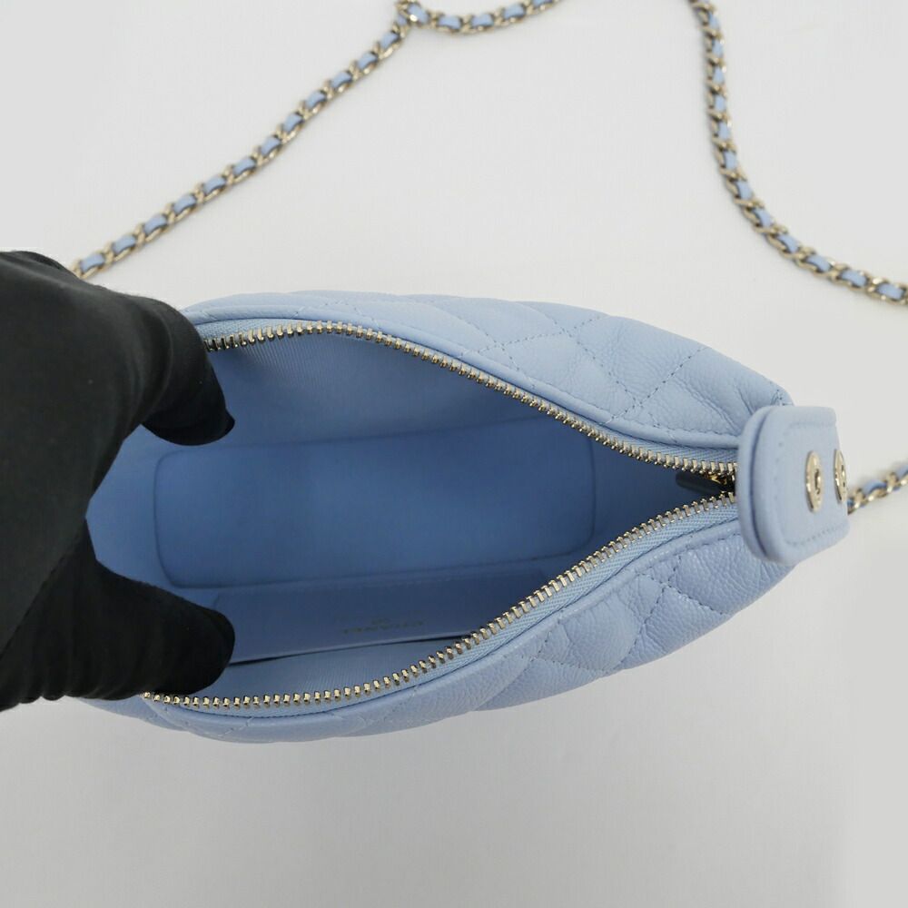 Chanel Classic Chain Clutch Light Blue Caviar Leather — view 6
