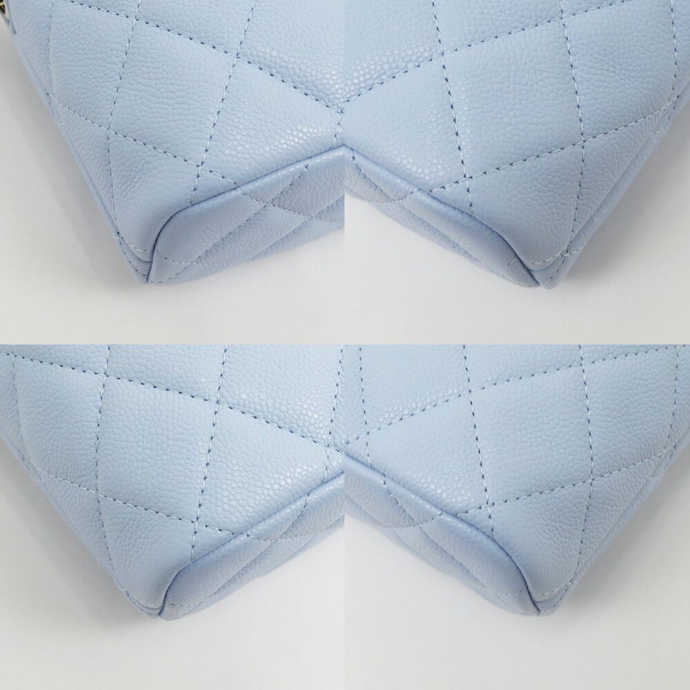 Chanel Classic Chain Clutch Light Blue Caviar Leather — view 4