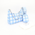 Prada Plaid Hobo Blue