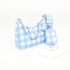 Prada Plaid Hobo Blue