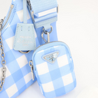 Prada Plaid Hobo Blue — view 8