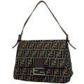 Fendi Zucca Pattern Shoulder Bag Mamma Baguette Canvas Brown