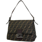 Fendi Zucca Pattern Shoulder Bag Mamma Baguette Canvas Brown
