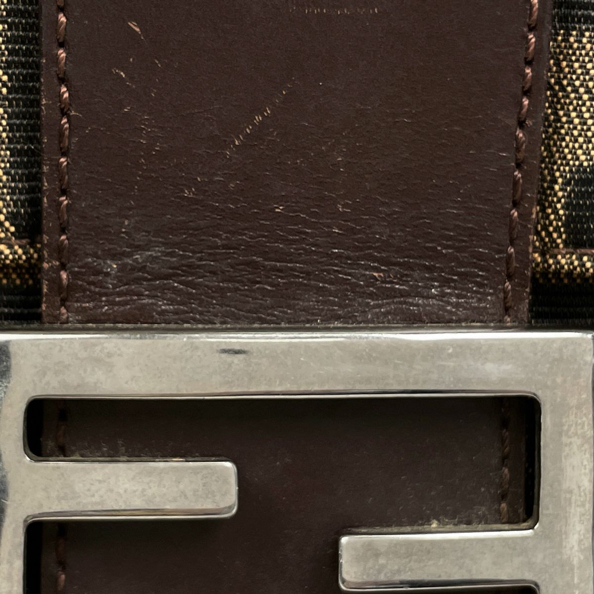 Fendi Zucca Pattern Shoulder Bag Mamma Baguette Canvas Brown — view 4