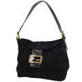 Fendi Zucca Logo Shoulder Bag Suede Black