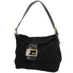 Fendi Zucca Logo Shoulder Bag Suede Black