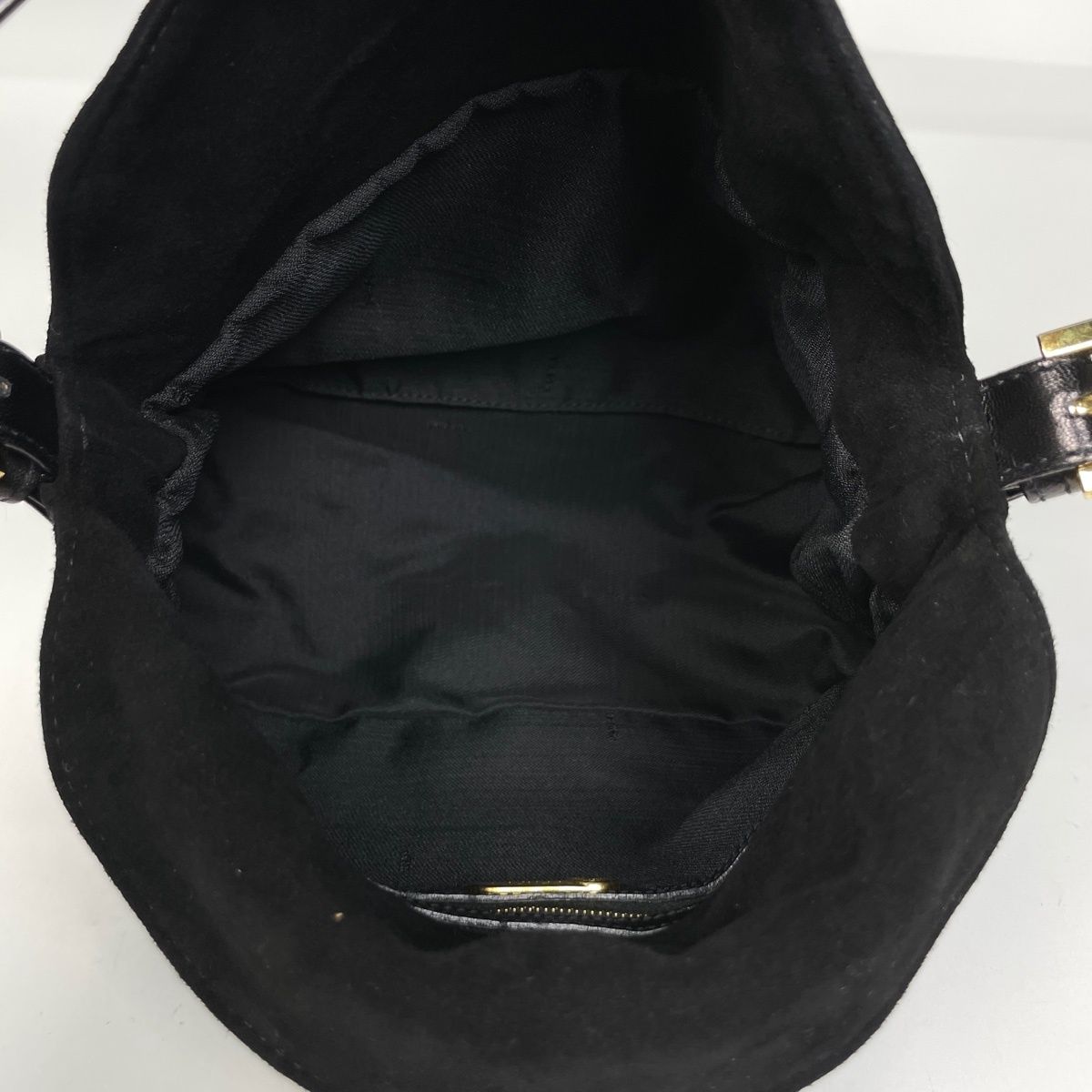 Fendi Zucca Logo Shoulder Bag Suede Black — view 6