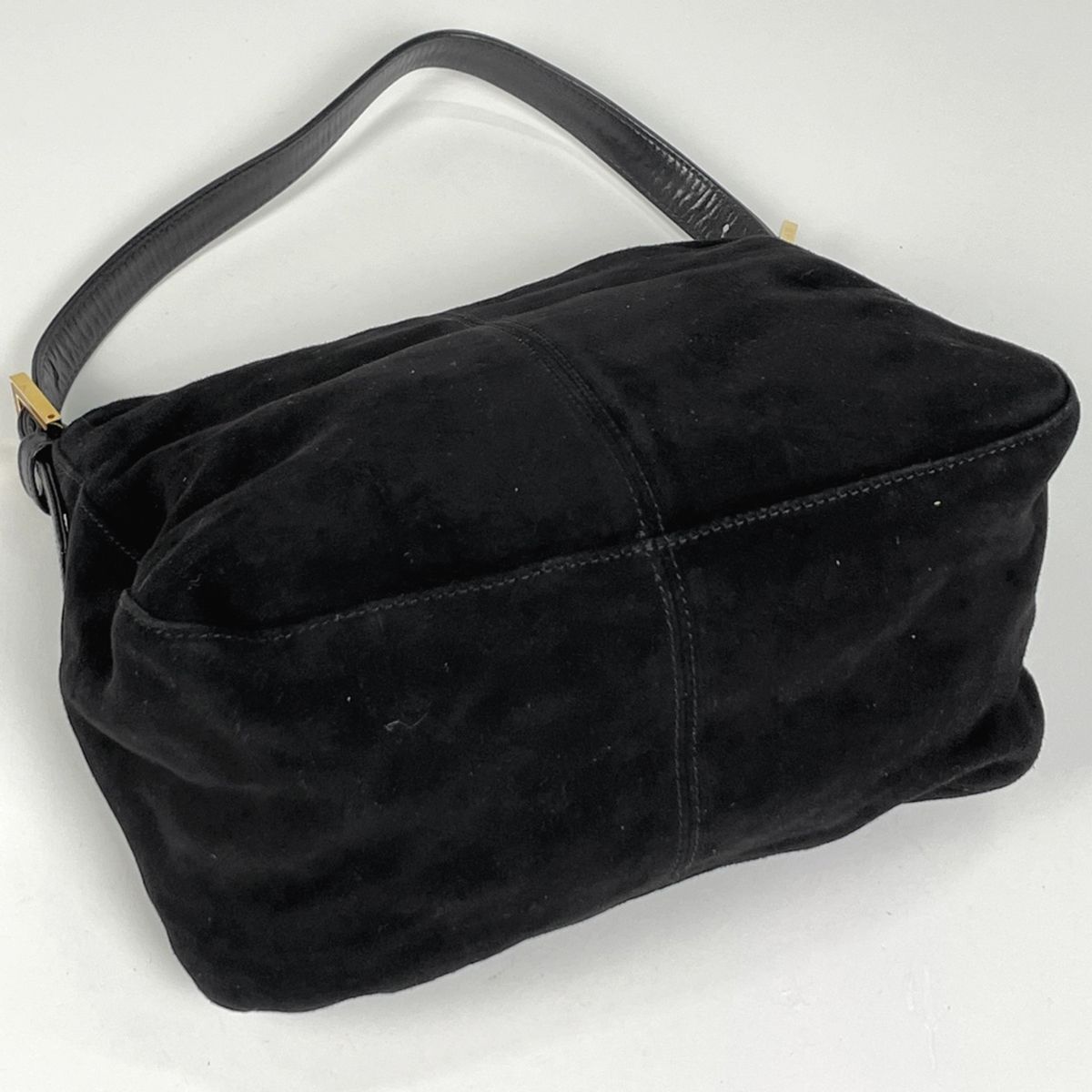 Fendi Zucca Logo Shoulder Bag Suede Black — view 2