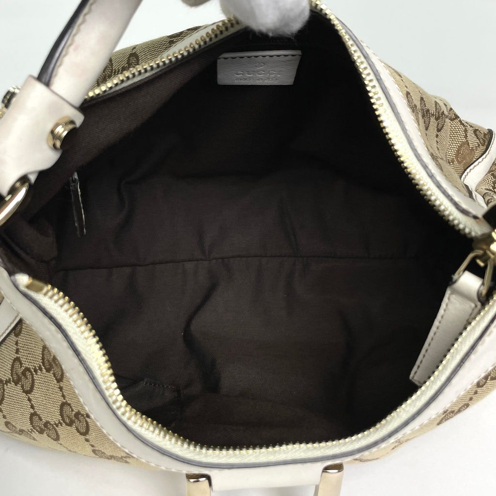 Gucci GG Pattern Shoulder Bag Abbey Canvas Beige White — view 6