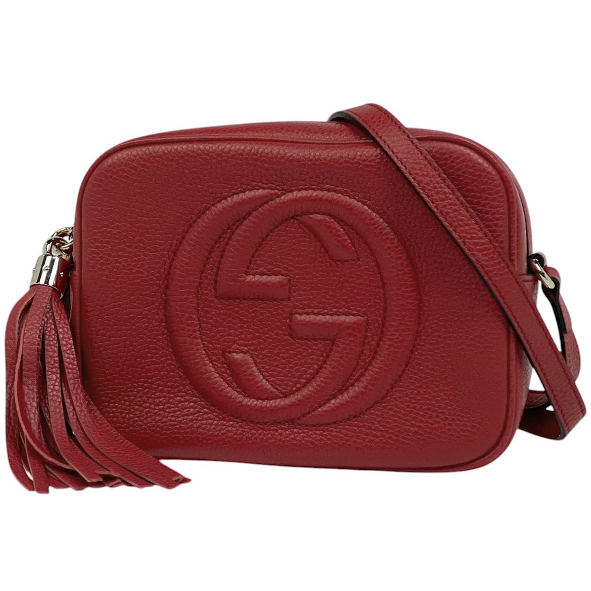 Gucci Soho Shoulder Bag Tassel Fringe Interlocking Leather