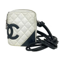 Chanel Cambon Line Shoulder Bag CC Logo Leather White
