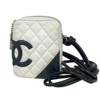 Chanel Cambon Line Shoulder Bag CC Logo Leather White