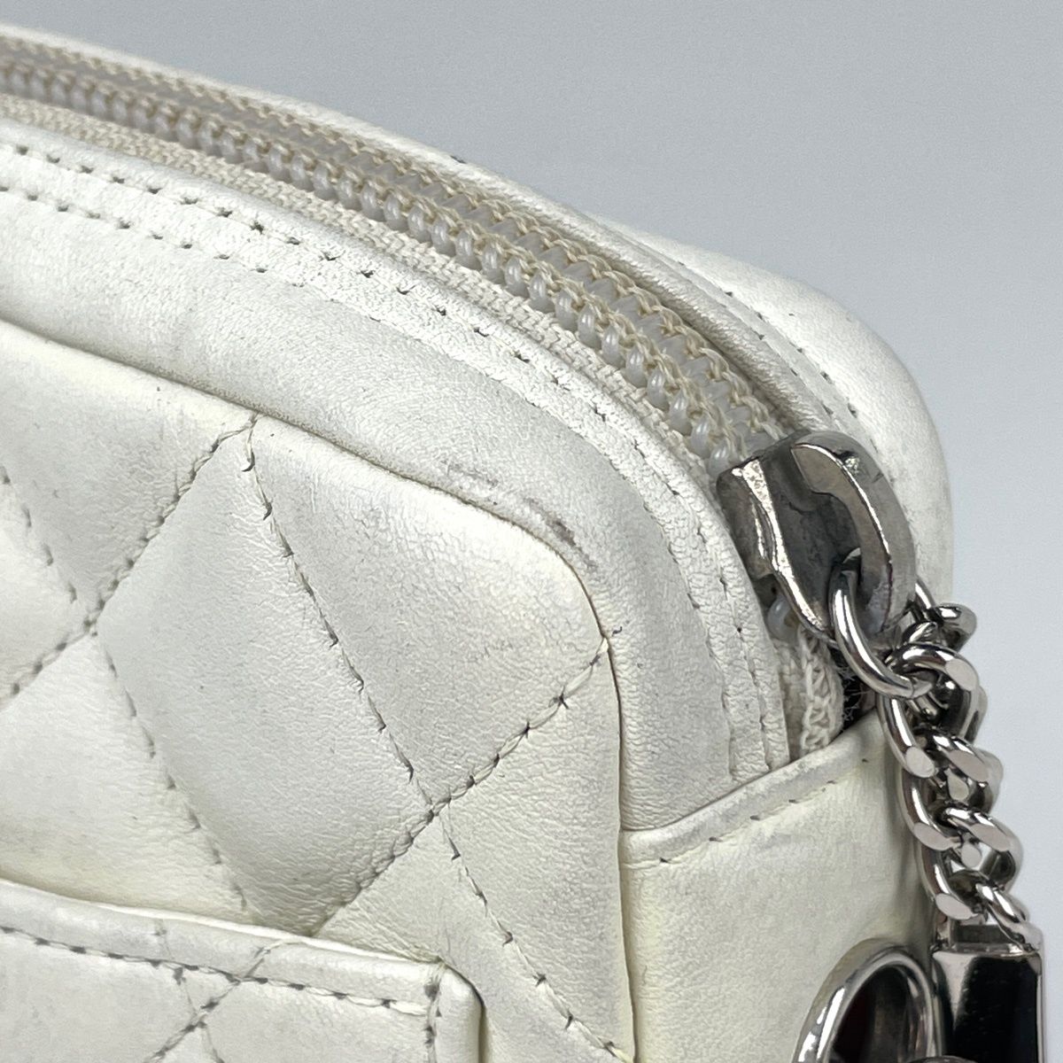Chanel Cambon Line Shoulder Bag CC Logo Leather White — view 8
