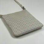 Fendi Zucchino Pattern Chain Shoulder Bag Logo All Over Crossbody White — view 2