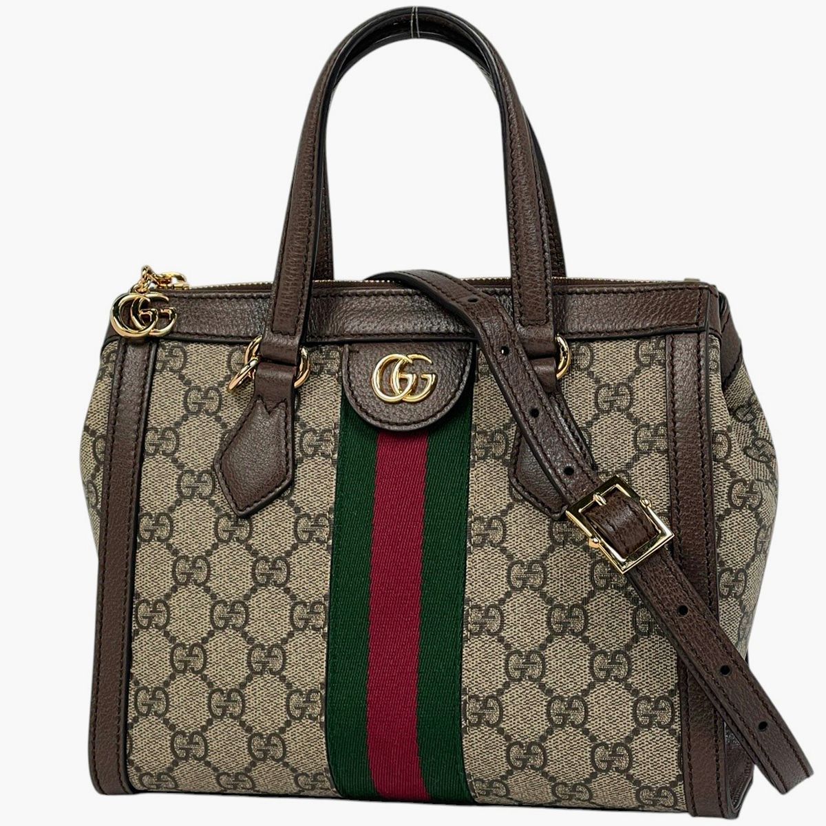 Gucci Ophidia Small Tote GG Double Web 2-Way Shoulder Bag Supreme Beige Brown