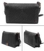 Chanel Chain Shoulder Bag Silver Lambskin Boy Stitch — view 2