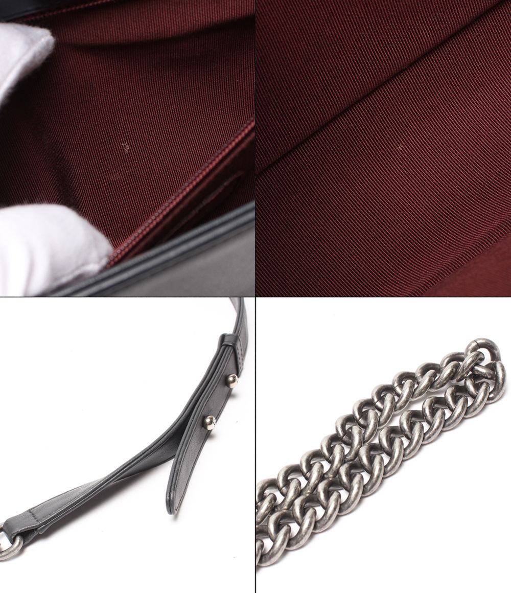 Chanel Chain Shoulder Bag Silver Lambskin Boy Stitch — view 9