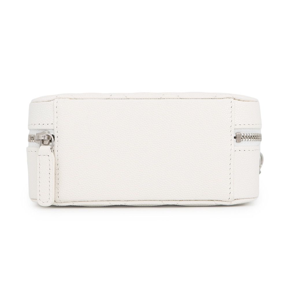 Chanel Chain Shoulder Bag Quilted CC Logo Caviar Leather Pochette White — view 3