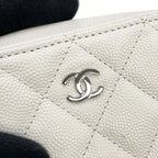 Chanel Chain Shoulder Bag Quilted CC Logo Caviar Leather Pochette White — view 9
