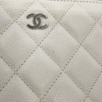 Chanel Chain Shoulder Bag Quilted CC Logo Caviar Leather Pochette White — view 6